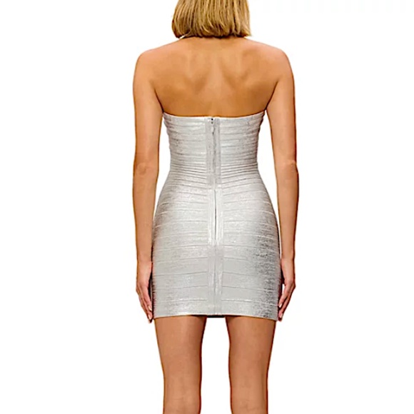The Metallic Isla Strapless Body-Con Bandage Minidress Herve Leger - Picture 4 of 12